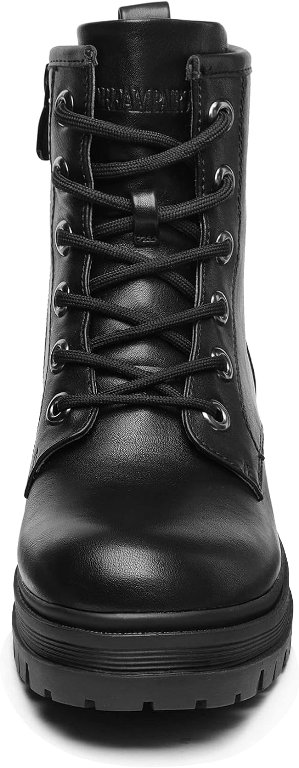 DREAM PAIRS Black Lace-up Combat Boots Ankle Booties for Women