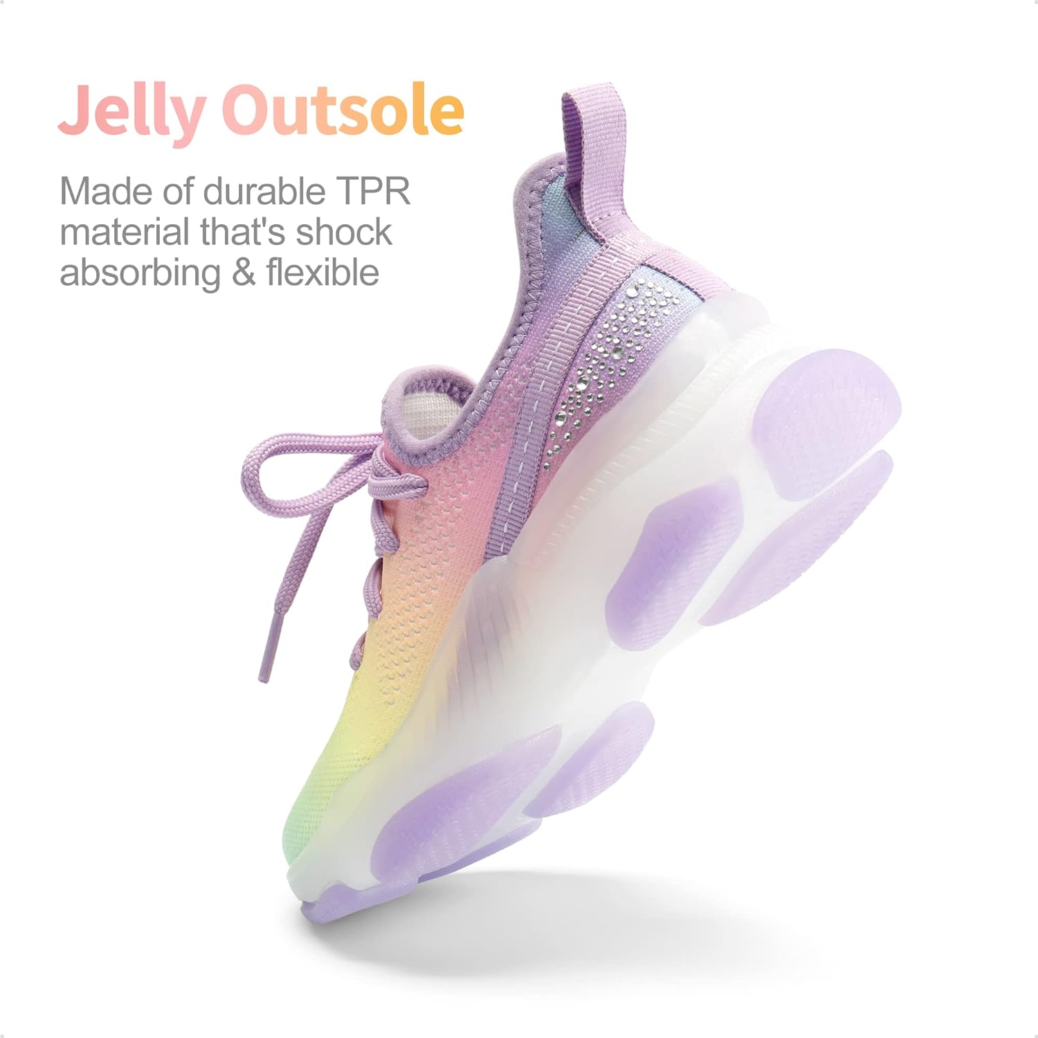 DREAM PAIRS Girls Slip-On Sneakers Kids Lightweight Jelly Sole Walking Shoes
