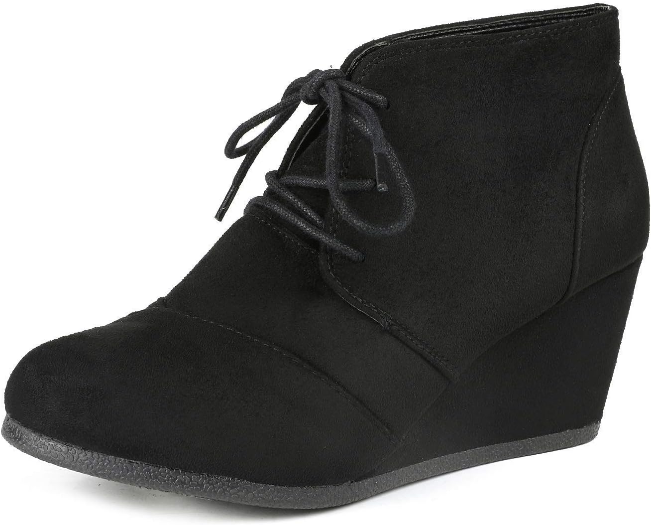 DREAM PAIRS Womens Casual Fashion Lace Up Low Wedge Heel Booties Shoe