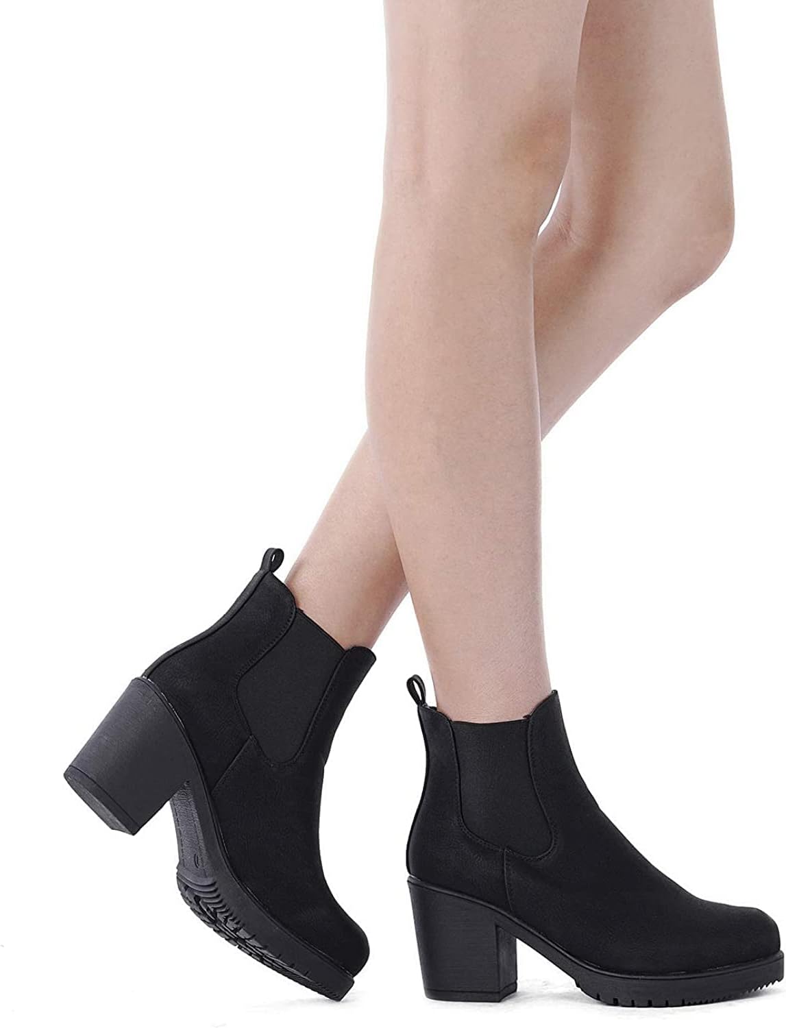 DREAM PAIRS Womens FRE High Heel Chelsea Style Ankle Bootie