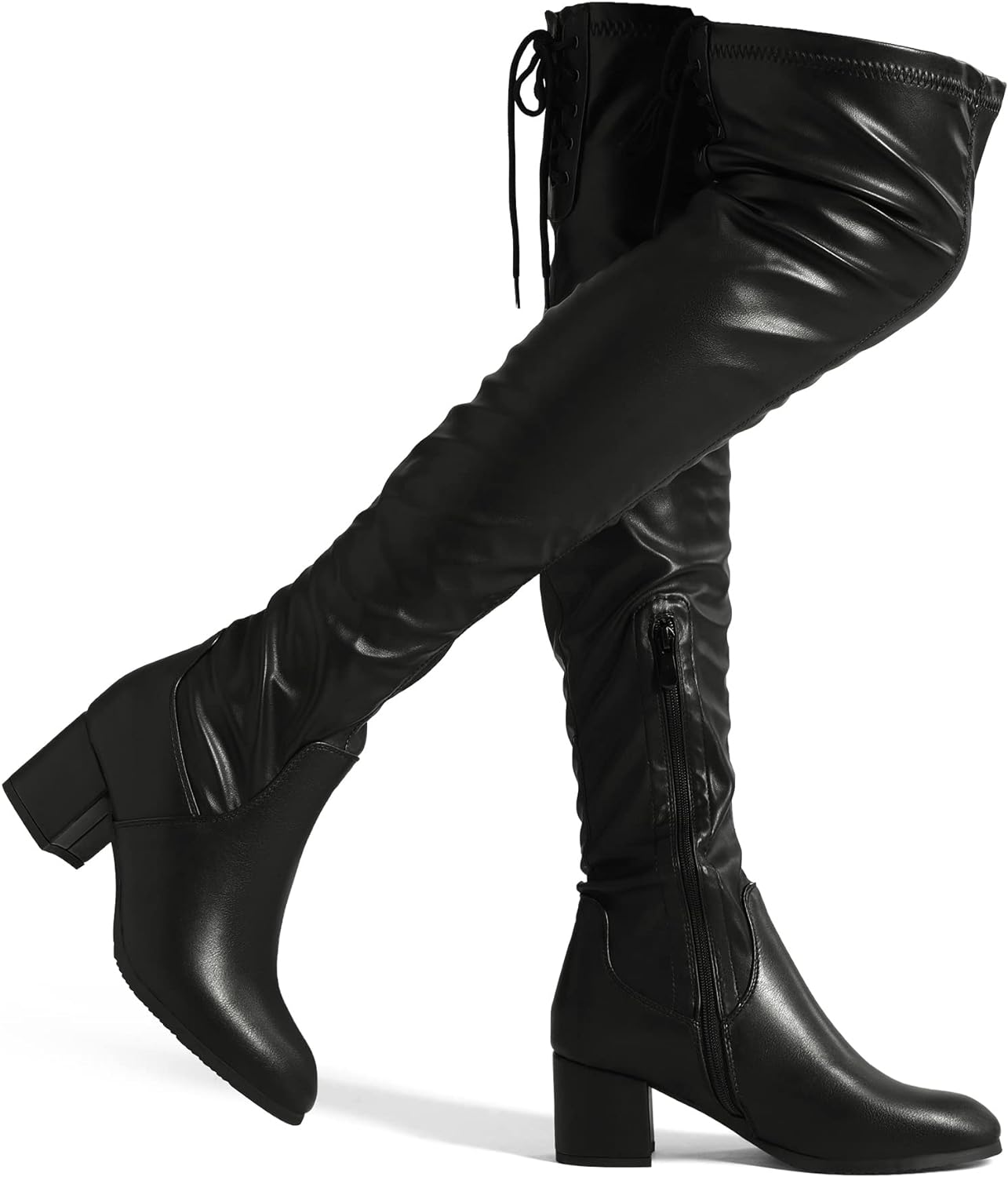 DREAM PAIRS Womens Over The Knee Thigh High Chunky Heel Boots Long Stretch Sexy Fall Boots