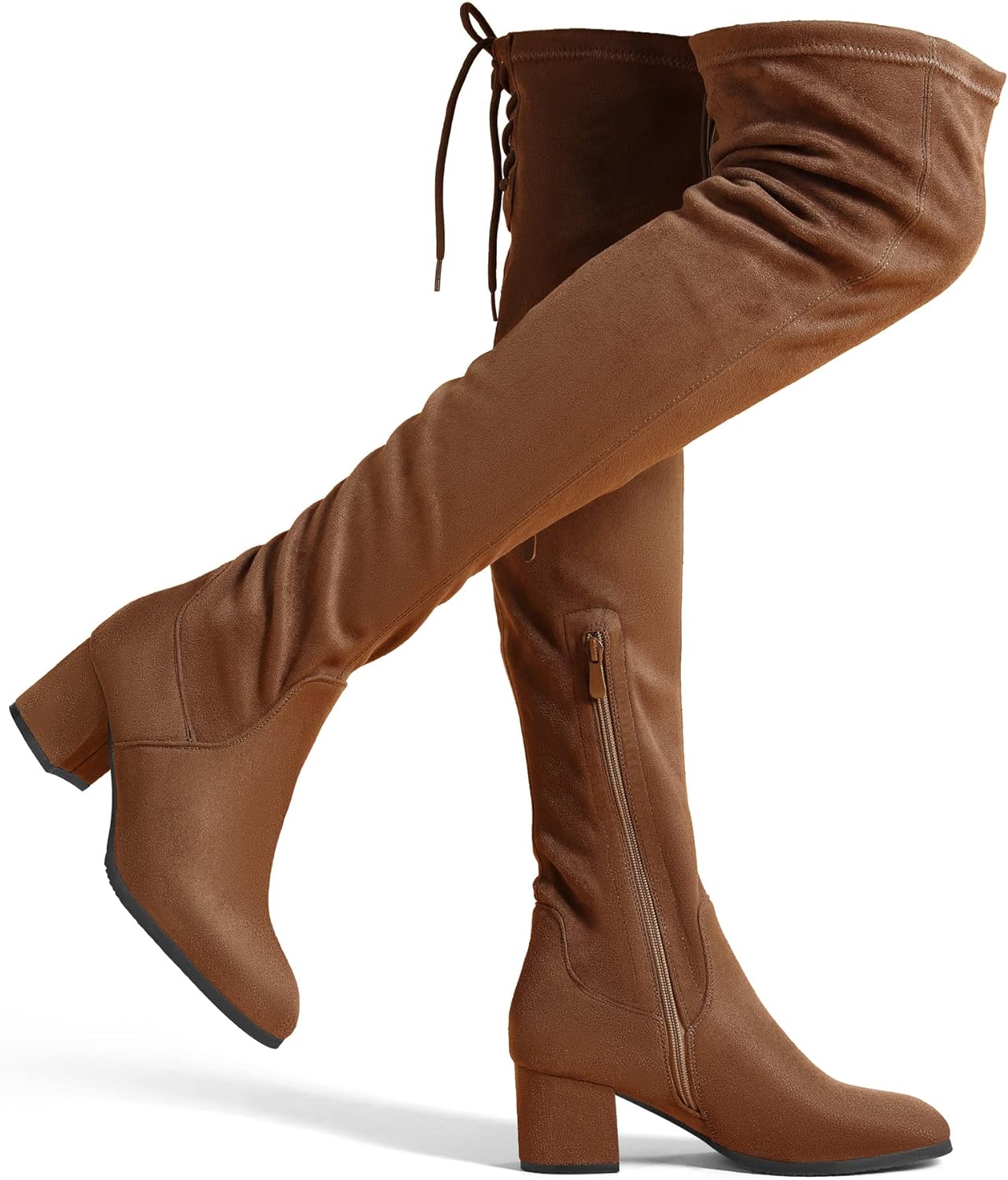 DREAM PAIRS Womens Over The Knee Thigh High Chunky Heel Boots Long Stretch Sexy Fall Boots