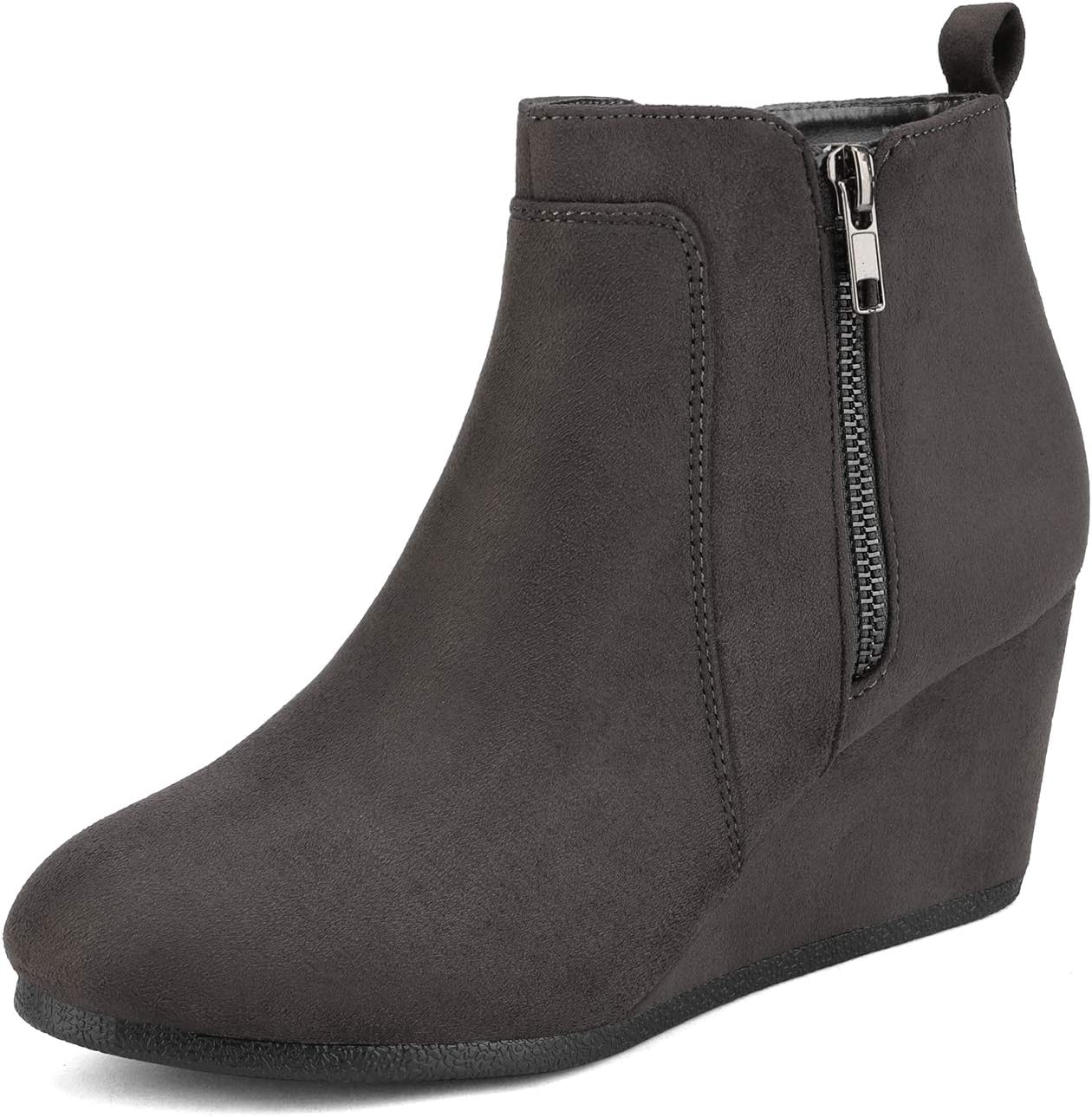 DREAM PAIRS Womens Suede Low Wedges Ankle Boots