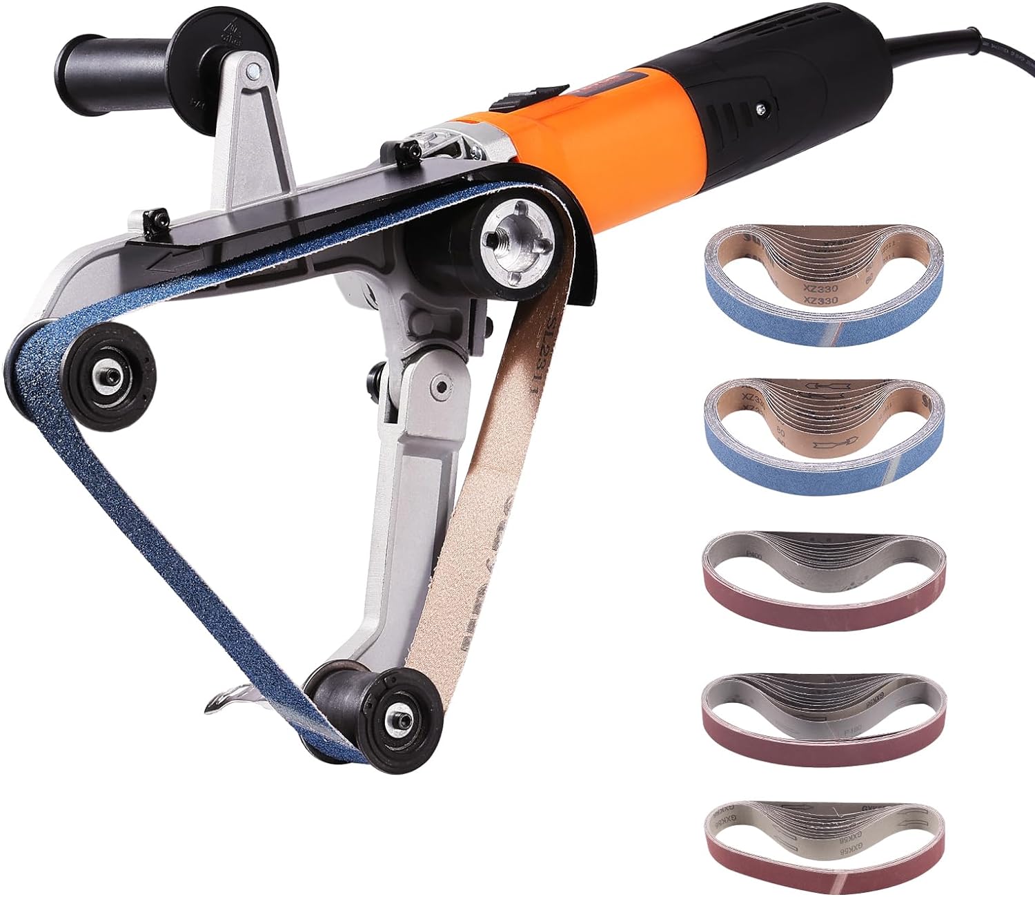 VEVOR Pipe Tube Polisher Sander, 1000W Pipe Belt Sander with 6 Variable Speeds 1100-3200rpm, Professional Belt Sander Grinding Machine with 50PCS Sanding Belts for Burnishing Finishing Rust Removal