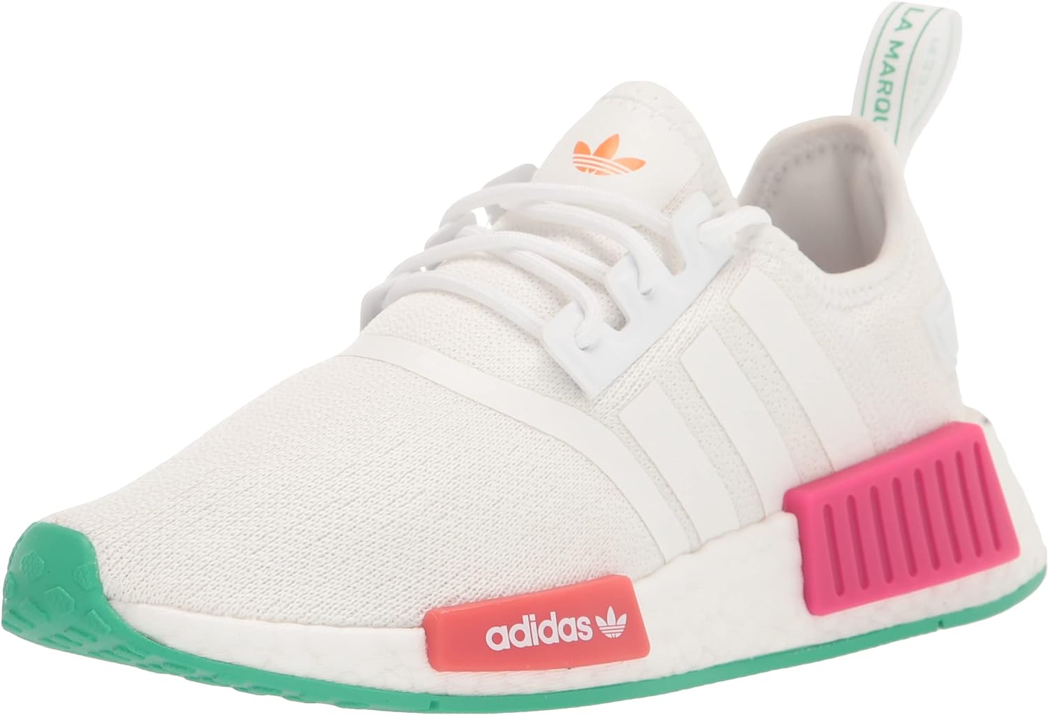 adidas Originals Womens NMD_R1 Casual Sneaker Shoe, White/Green/Real Magenta, Size 8