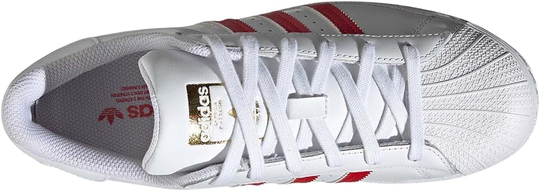 Adidas Womens Superstar Shoes, Future White/Better Scarlet, 11 M