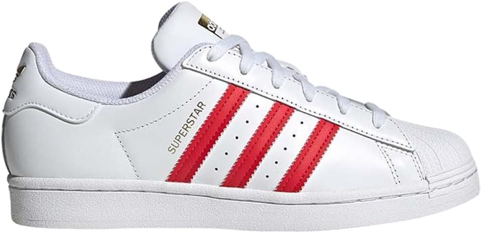 Adidas Womens Superstar Shoes, Future White/Better Scarlet, 11 M