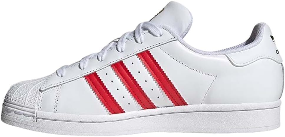 Adidas Womens Superstar Shoes, Future White/Better Scarlet, 7 M