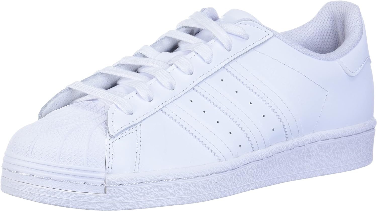 adidas Womens Superstar Sneaker, White/White/White, 7