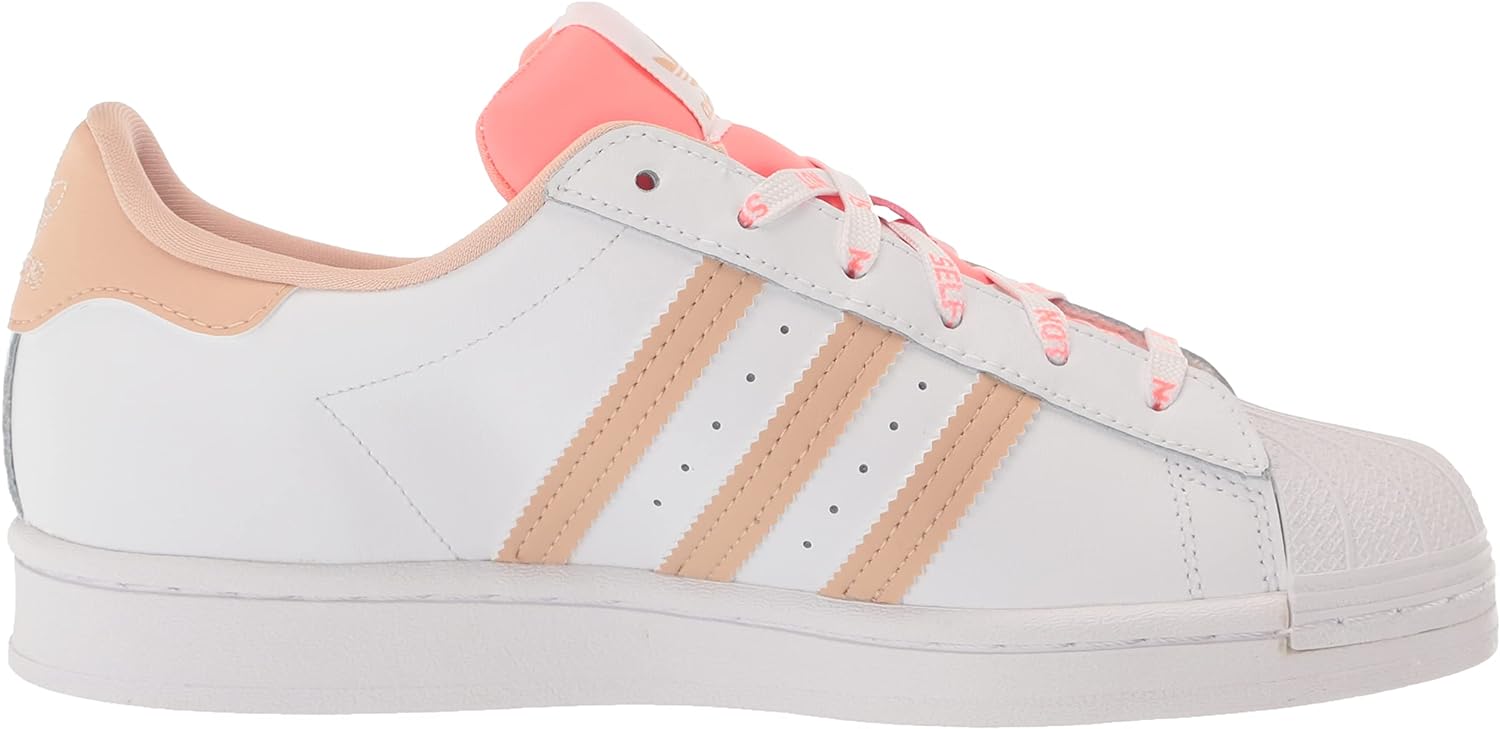 adidas Womens Superstar Sneaker, White/Halo Blush/Acid Red, 8.5