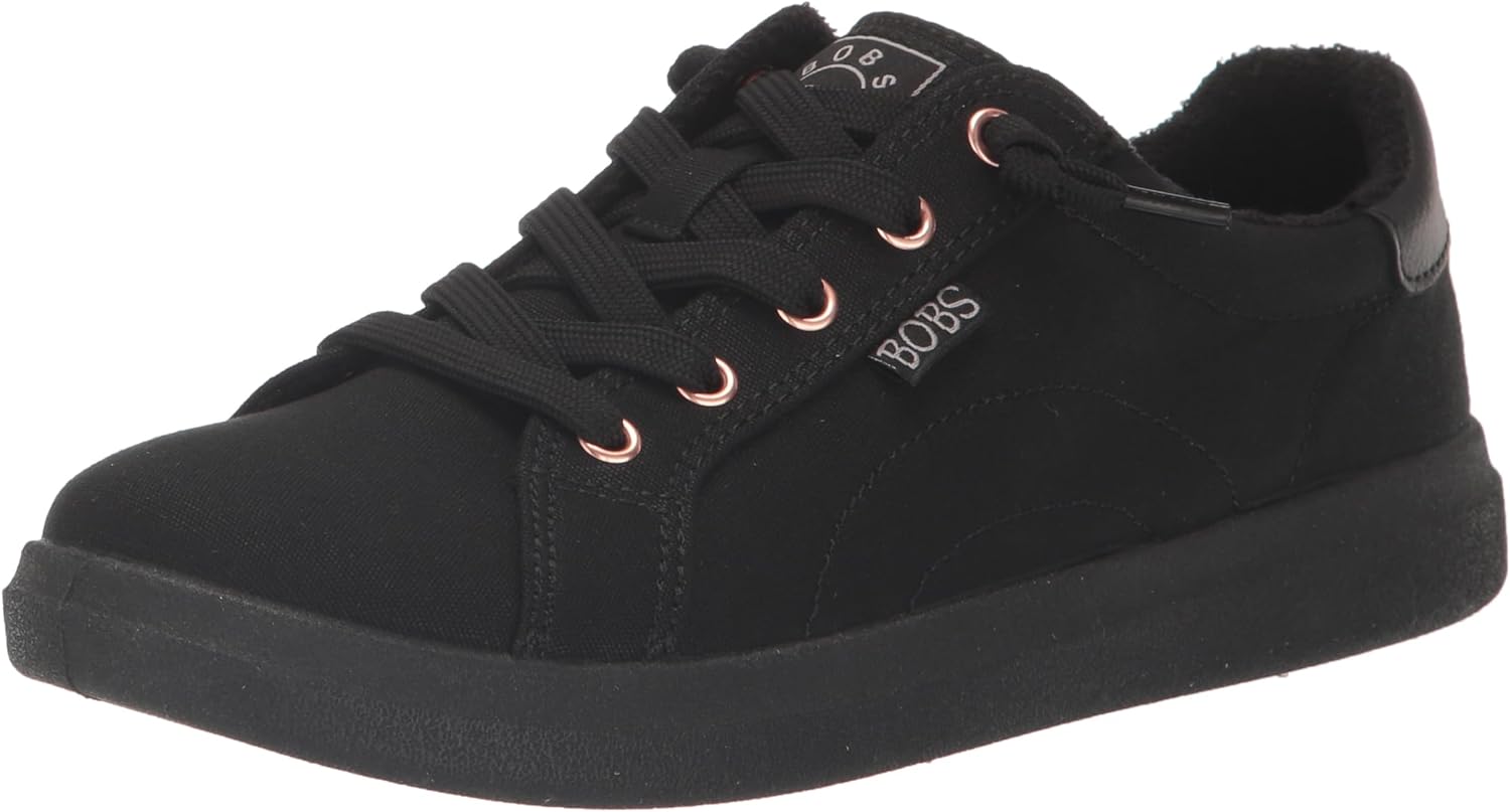 Skechers BOBS Womens Bobs DVine Sneaker, Black, 7.5