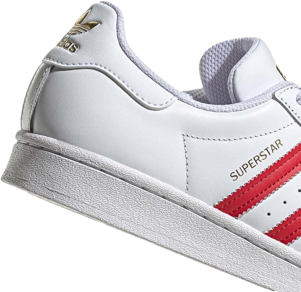 Adidas Womens Superstar Shoes, Future White/Better Scarlet, 9 M