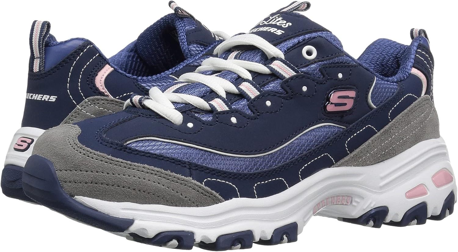 Skechers Womens DLites Memory Foam Lace-up Sneaker