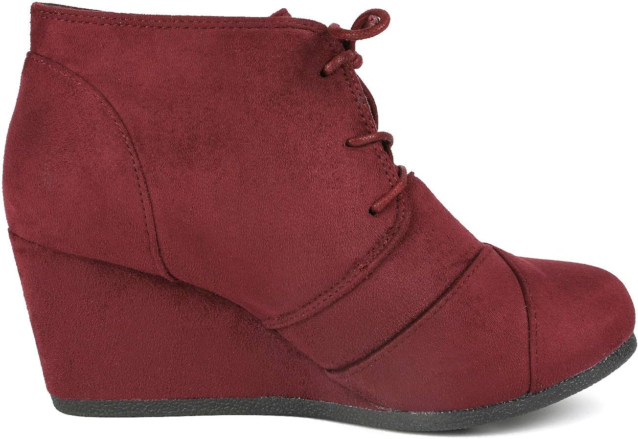 DREAM PAIRS Womens Wedge Boots Casual Fashion Lace Up Low Heel Ankle Booties Shoes