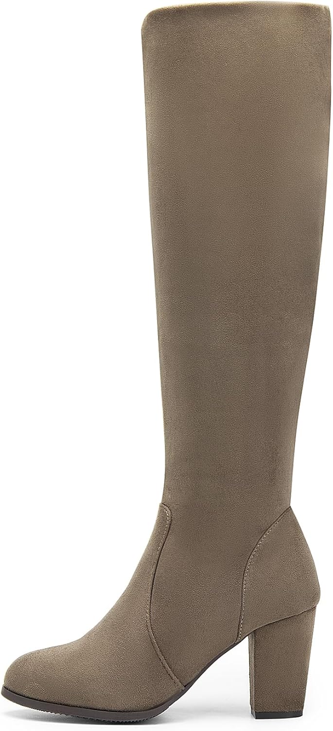 DREAM PAIRS Womens Chunky Heel Knee High and Up Boots