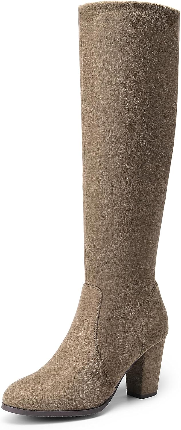 DREAM PAIRS Womens Chunky Heel Knee High and Up Boots