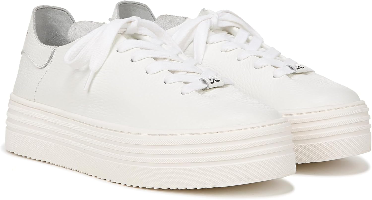 Sam Edelman Womens Pippy Sneaker, White Leather, 6.5