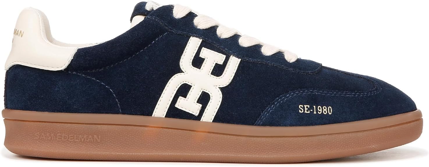 Sam Edelman Womens Tenny Sneaker, Navy Suede, 10