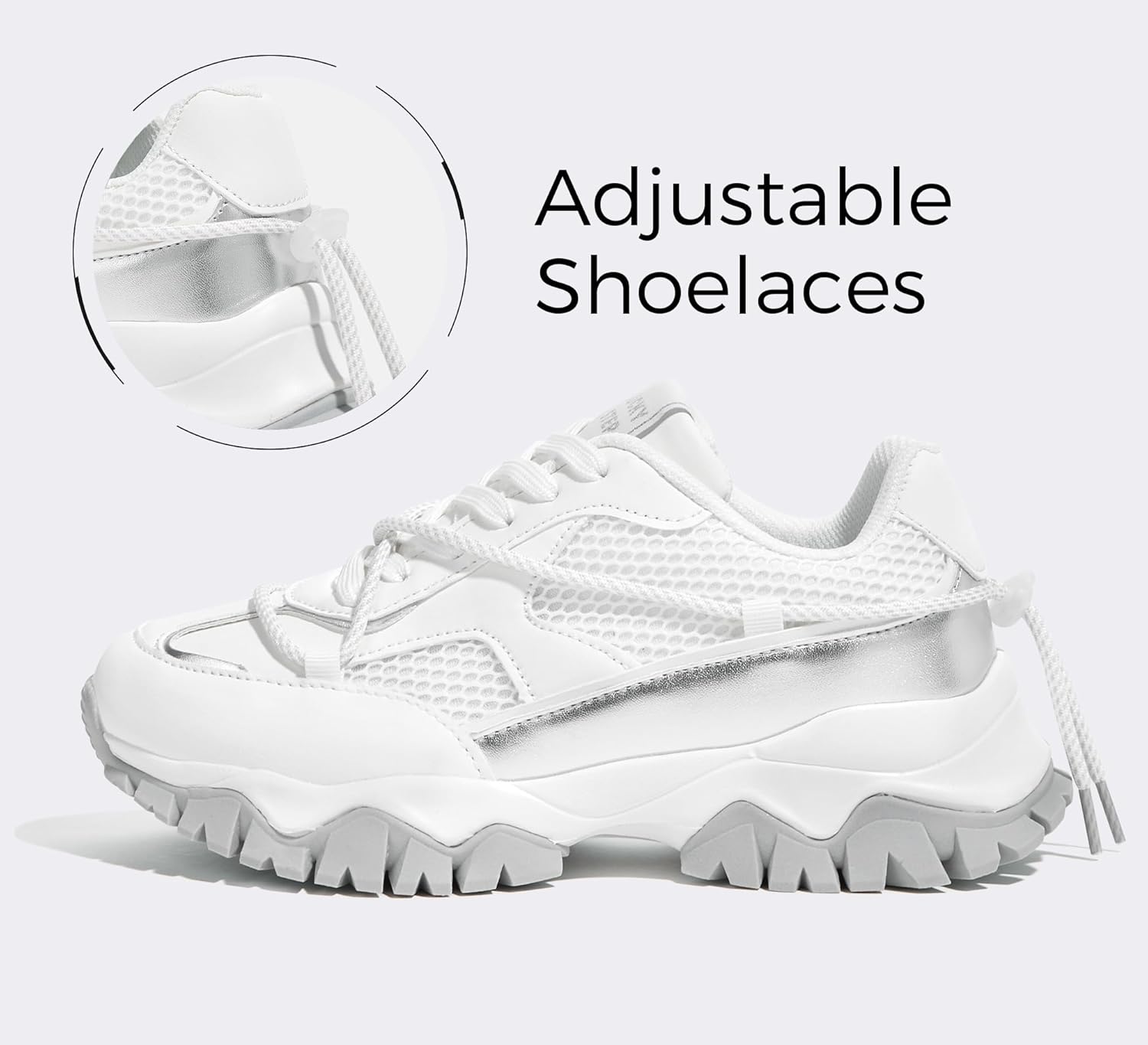 LUCKY STEP Womens Platform Colorful Fashion Sneakers Tennis Retro Colorblock Adjustable Lace Lifestyle Stylish Cute Chunky Dad Casual Walking Shoes