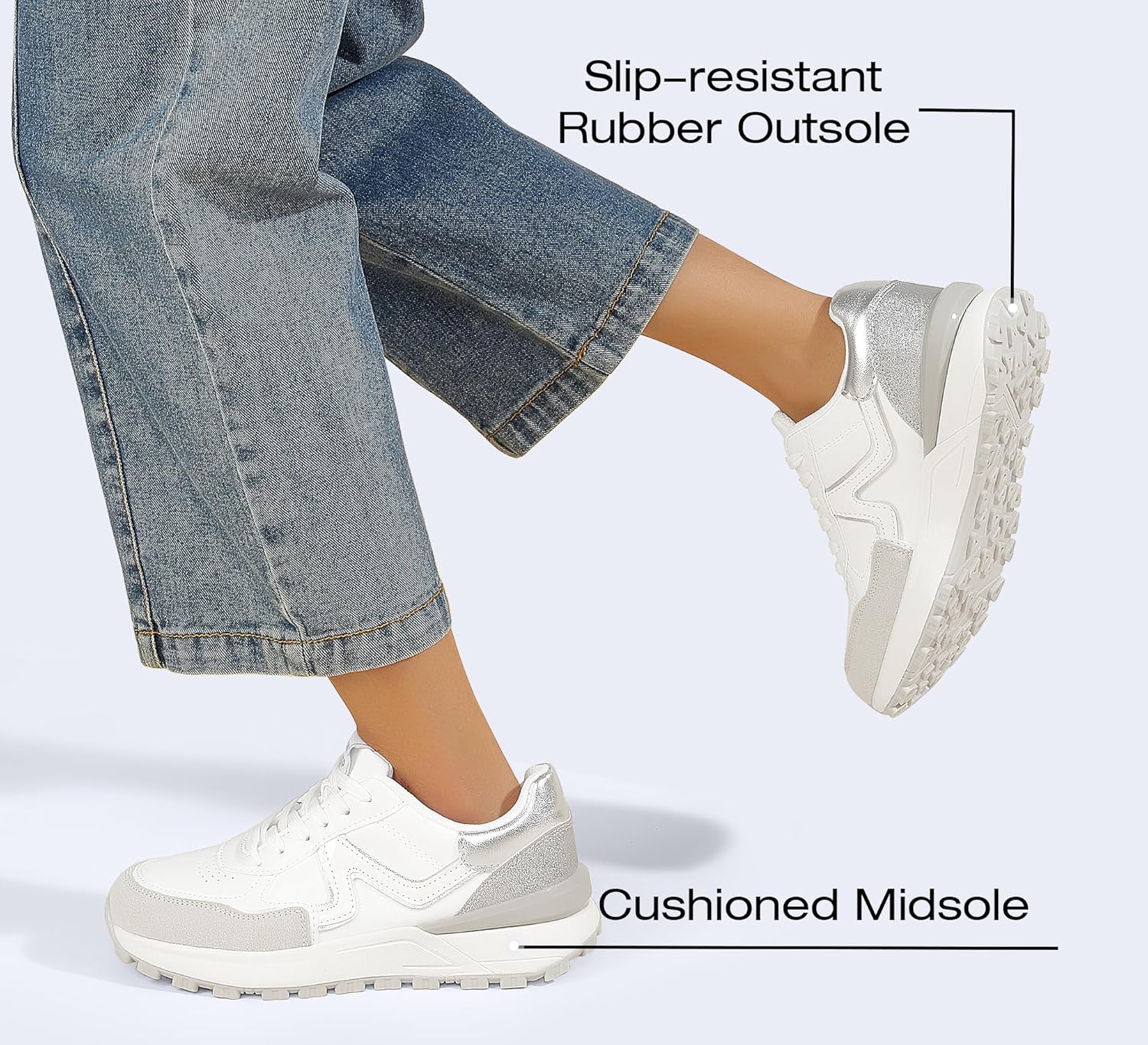 LUCKY STEP Womens Retro Fashion Casual Sneakers Colorblock Platform Classic Trendy Trainning Anti-Slip Tennis Travel Walking Shoes