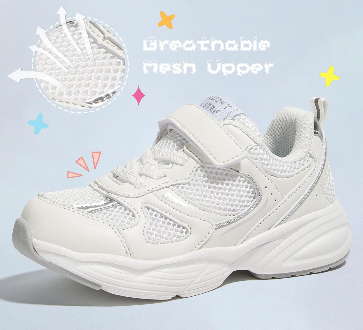 LUCKY STEP Kids Tennis Running Shoes for Children Athletic Sports Gym Lightweight Casual Walking Wide Shoes Toddler School Sneakers