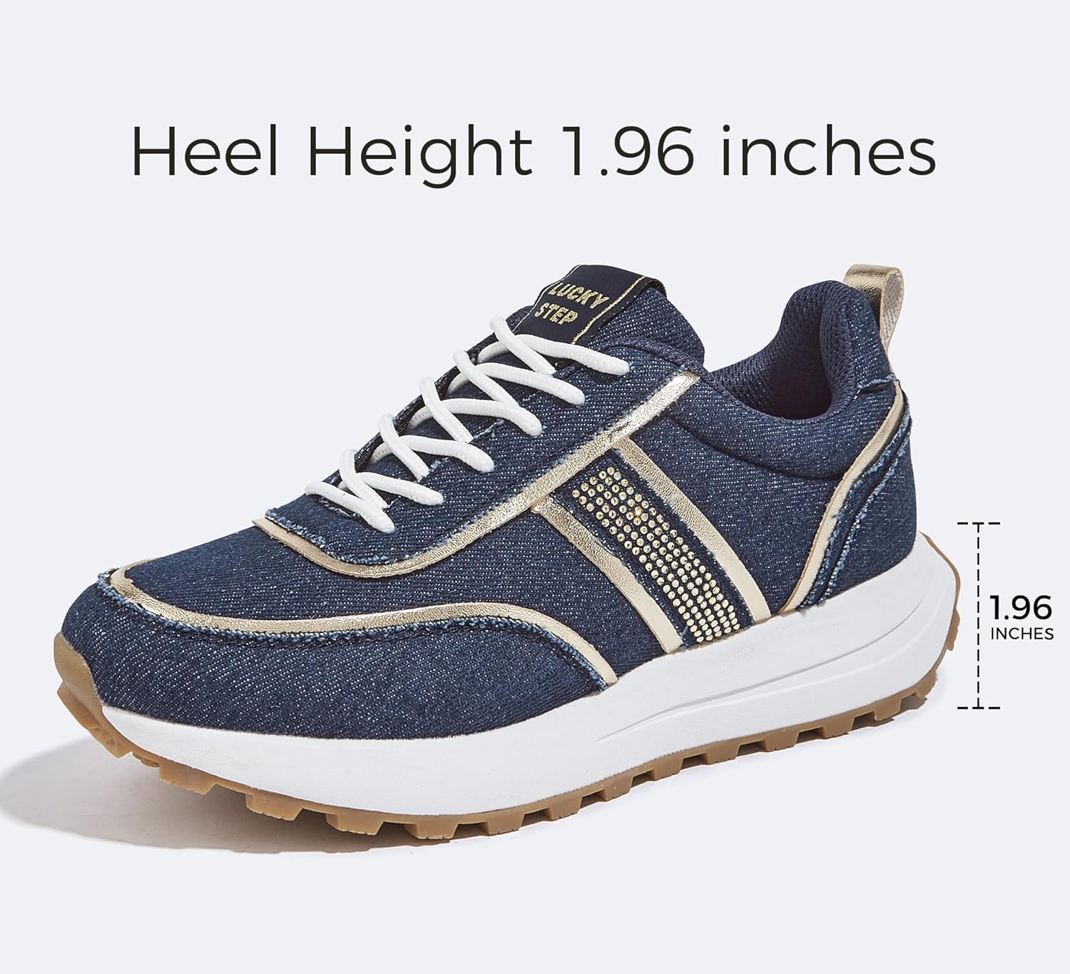 LUCKY STEP Women Platform Walking Shoe Fashion Retro Classic Casual Trainers Braided Rhinestone Sneakers Tennis Running Walking Shoes