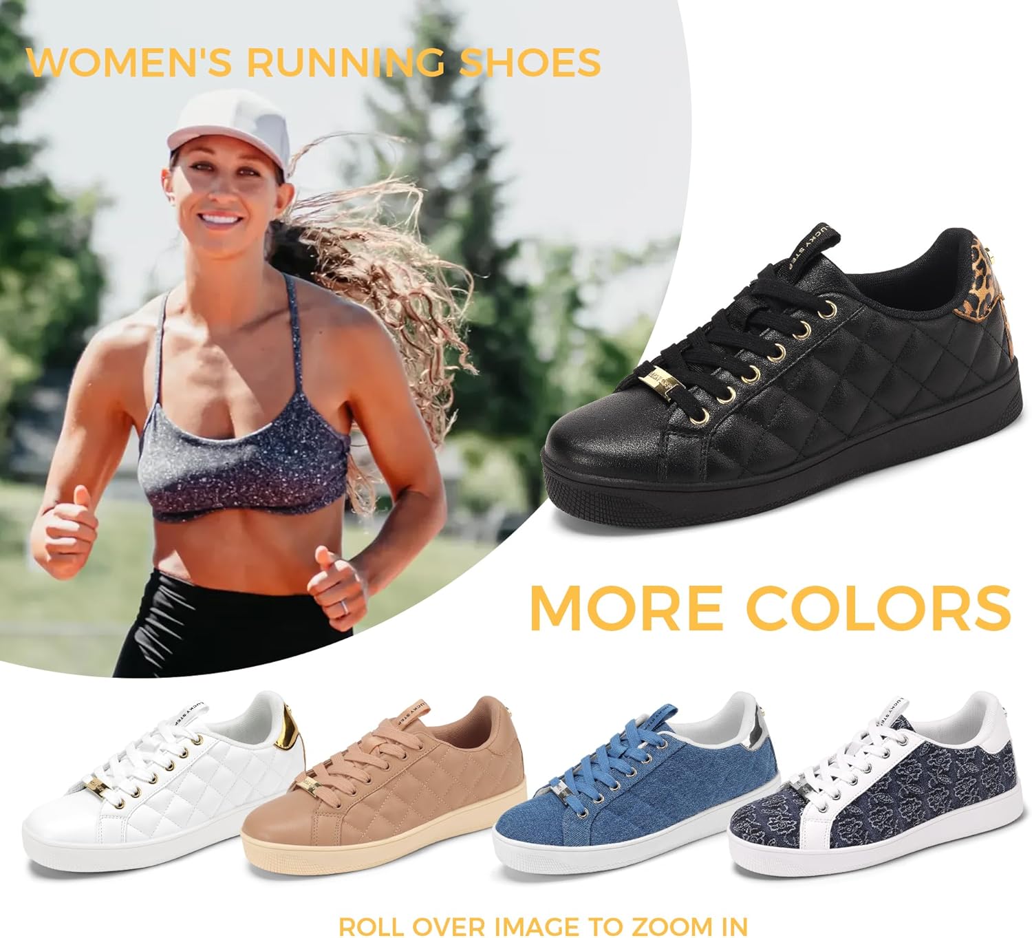 LUCKY STEP Women‘s Fashion Sneakers Classic Casual Tennis Lace up PU Leather Walking Shoes Comfortable Non Slip Sneakers