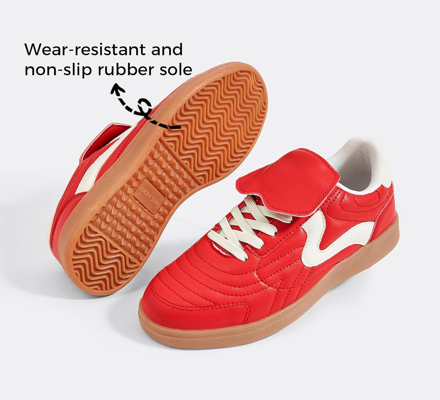 LUCKY STEP Womens Gum Sole Fashion Sneakers Classic Retro Fancy Casual Leisure Tennis Walking Skate Shoes