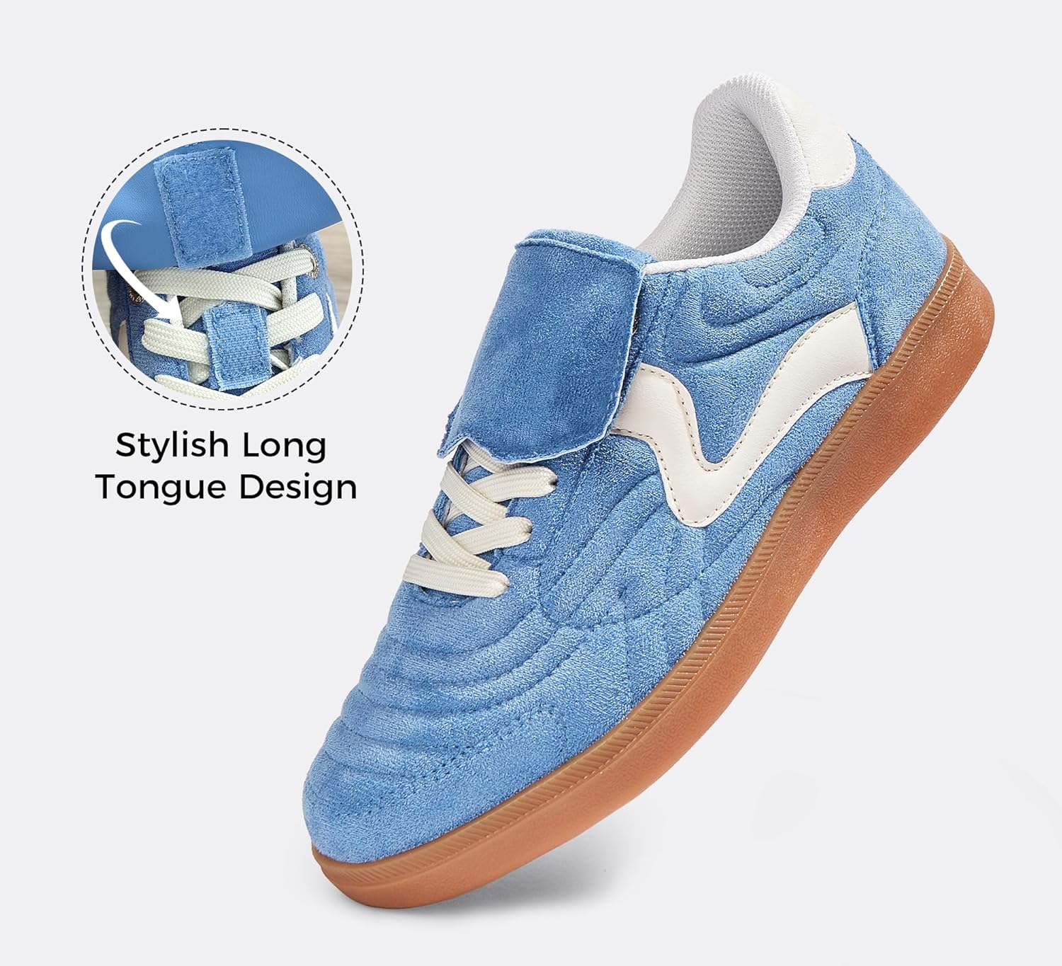 LUCKY STEP Womens Gum Sole Fashion Sneakers Classic Retro Fancy Casual Leisure Tennis Walking Skate Shoes