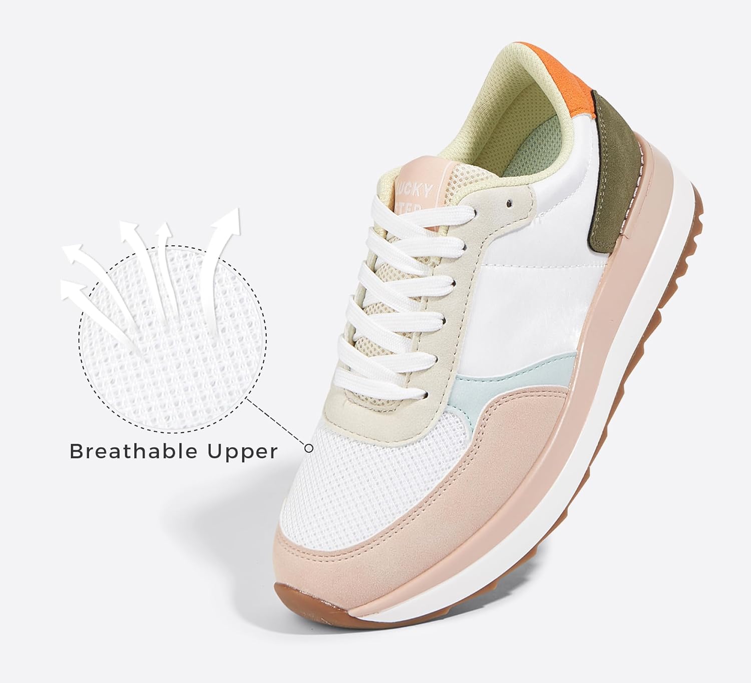 LUCKY STEP Womens Platform Fashion Sneakers Retro Neutral Classic Trainers Colorblock Casual Lace-up Stylish Tennis Chunky Walking Shoes